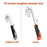 2 Pack Weed Remover Tool, 16 Inch Extended Handle 5 Teeth Weed Puller Tool, Heavy Duty Deweeder Tool Manual Weeding Uprooting for Garden Yard Lawn Farm Root Removal