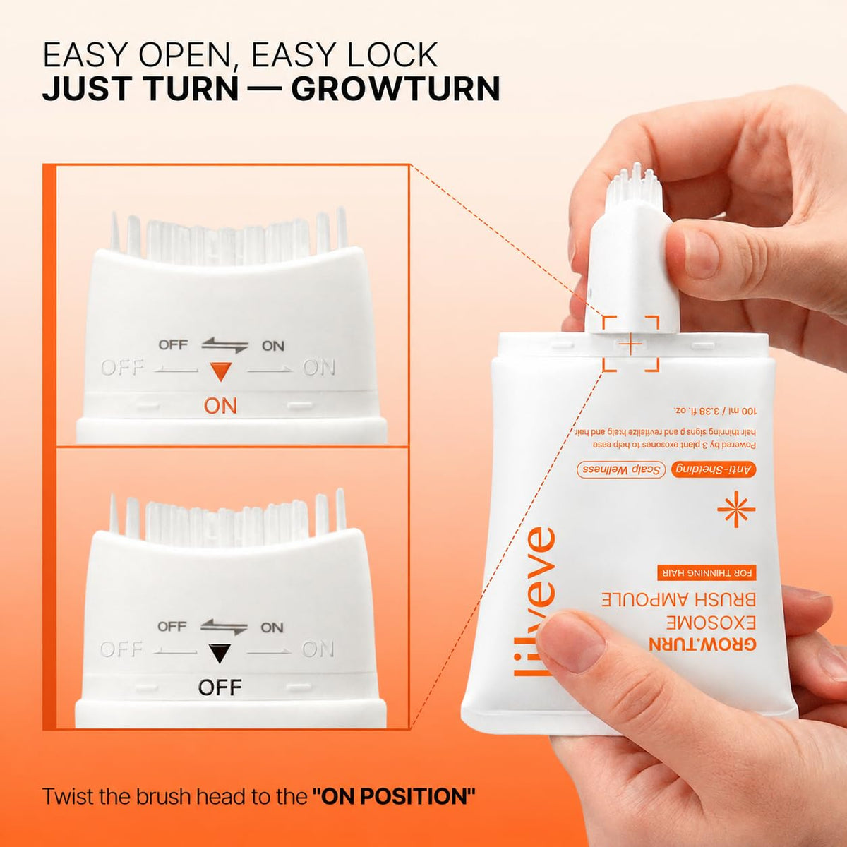 lilyeve GROWTURN Exosome Hair Growth Serum with Built-In Brush, 3.38 fl oz