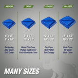 RUGGED RHINO Heavy Duty Waterproof Tarp, 15x15, 2 Pack, UV and Tear Resistant Cover with Reinforced Grommets and Corners, Outdoor Multipurpose Tarps for Camping, Patio, Garden, Car & Roof, 5 Mil, Blue
