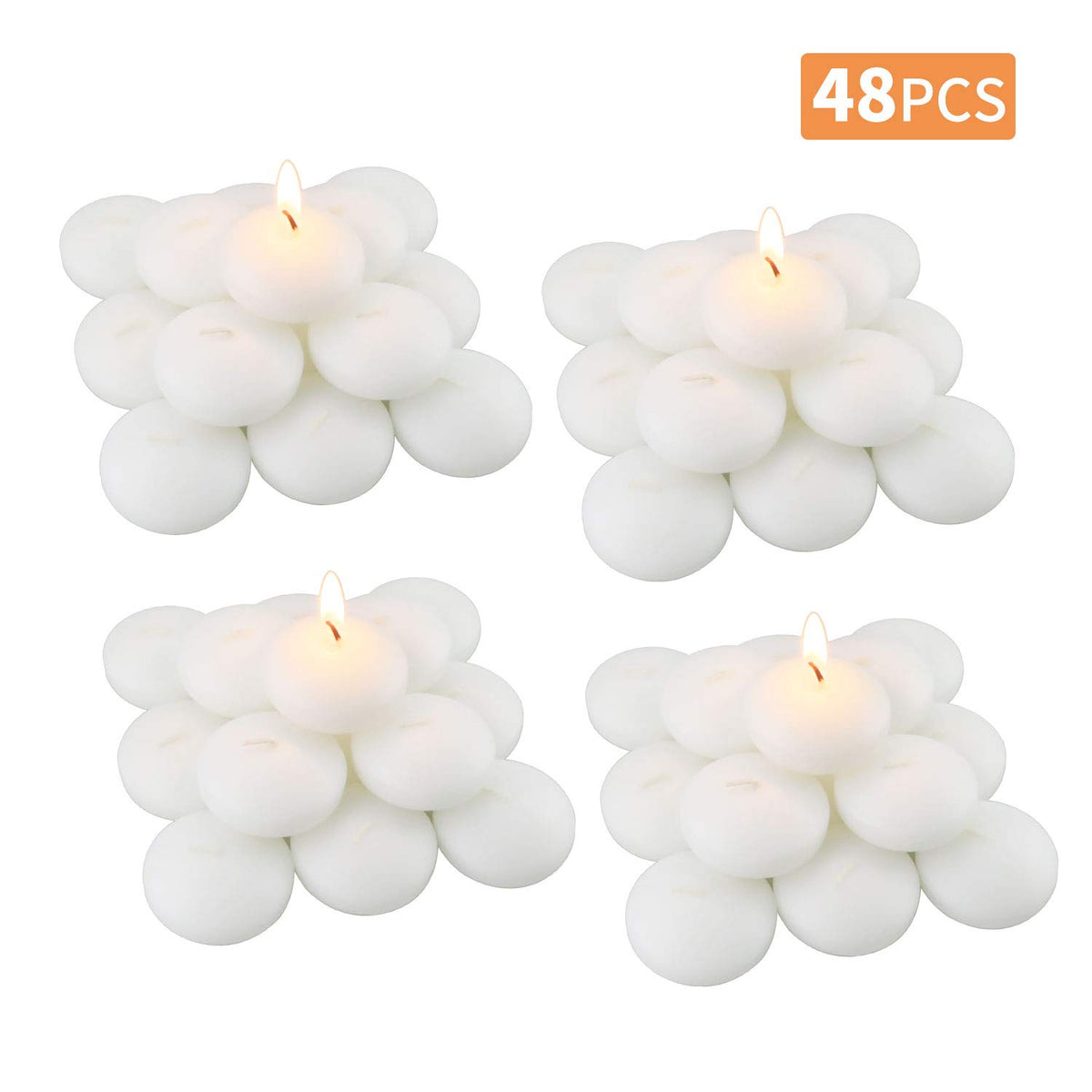48 Pack Floating Candles for Centerpieces, 1.75 Inch Small Floating Candles for Holiday, Weddings, Parties, Special Occasions and Christmas Home Decorations
