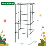 S AFSTAR 4 Pack Folding Tomato Cages, 39 Inches Tall Square Plant Support Cage for Garden Climbing Plants Flowers Fruits, Heavy Duty Tomato Vegetable Trellis