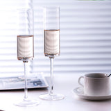 BACLIFE Hand Blown Champagne Flutes, Crystal Champagne Glasses Set 6, 6.5oz