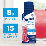 Ensure Liquid Clear Nutrition Drink, 0g fat, 8g of protein, Blueberry Pomegranate, 10 Fl Oz (Pack of 12), Bottle, gluten free