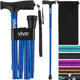 Vive Folding Cane - Foldable Walking Cane for Men, Women - Fold-up, Collapsible, Lightweight, Adjustable, Portable Hand Walking Stick - Balancing Mobility Aid - Sleek, Comfortable