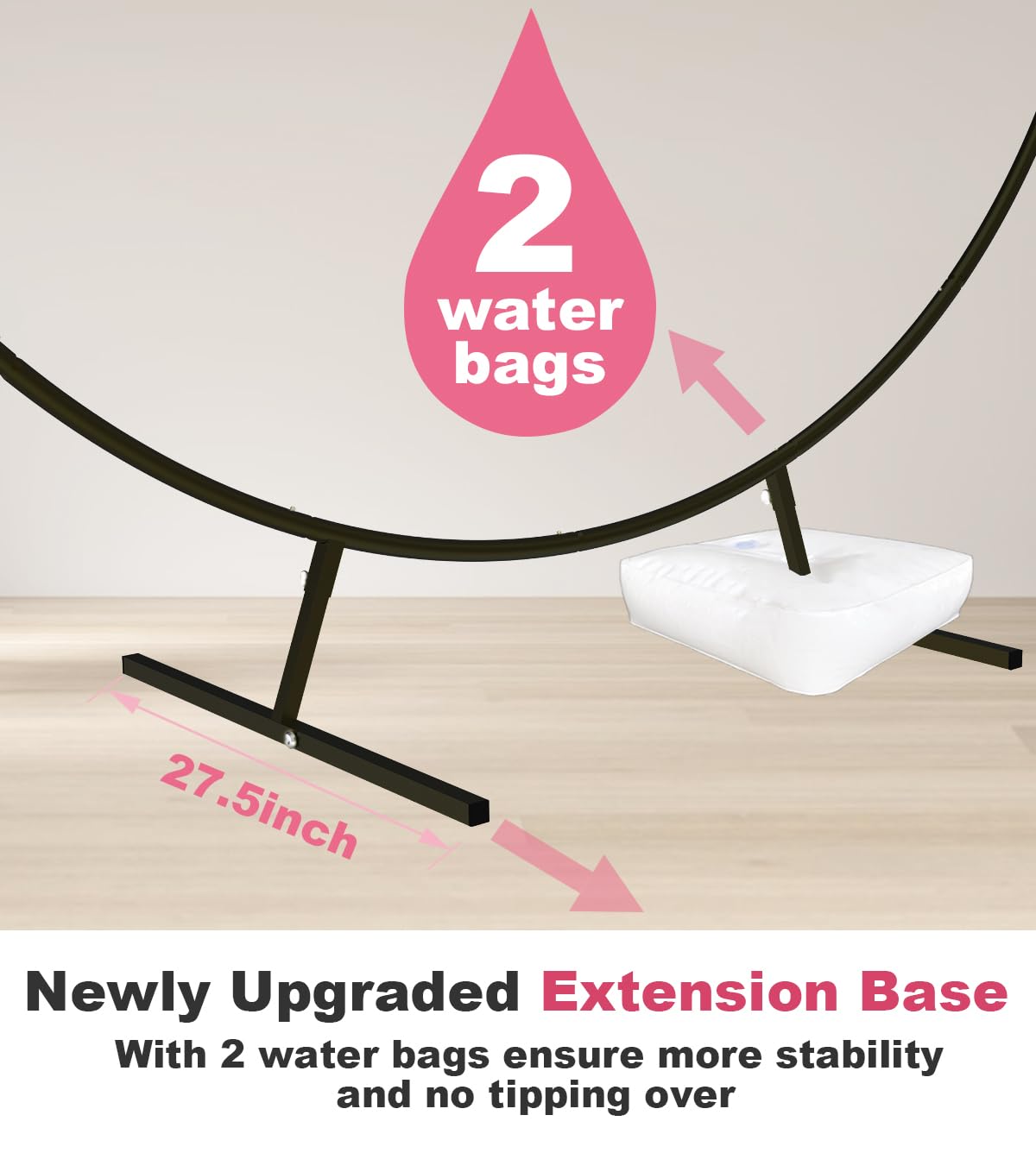 Fandature 7.4FT Round Backdrop Stand with Two Water Bags for Party, Black