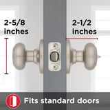 Kwikset Cove Interior Privacy Door Knob with Lock, Door Handle for Bathroom and Bedroom, Satin Nickel Keyless Turn Lock Doorknob, with Microban Protection (Pack of 4)
