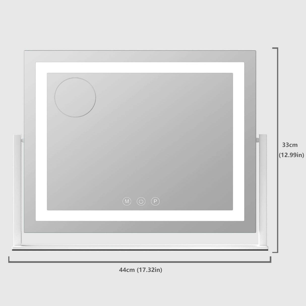 Gvnkvn Lighted Makeup Mirror, 17.3"x13" Hollywood Vanity Mirror with Lights,Three Color Lighting Modes, and 5X Magnification Mirror, Smart Touch Control, 360°Rotation (White, Gift Box)