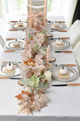 DearHouse 2 Pack Fall Maple Leaf Hanging Vine Garland Artificial Autumn Foliage Thanksgiving Decor for Home Wedding Fireplace Party Christmas (White&Green)