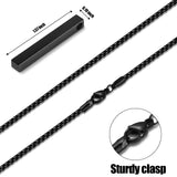 Fiusem Black Pendant Necklace for Men, Rectangular Pierced Necklace 26Inch