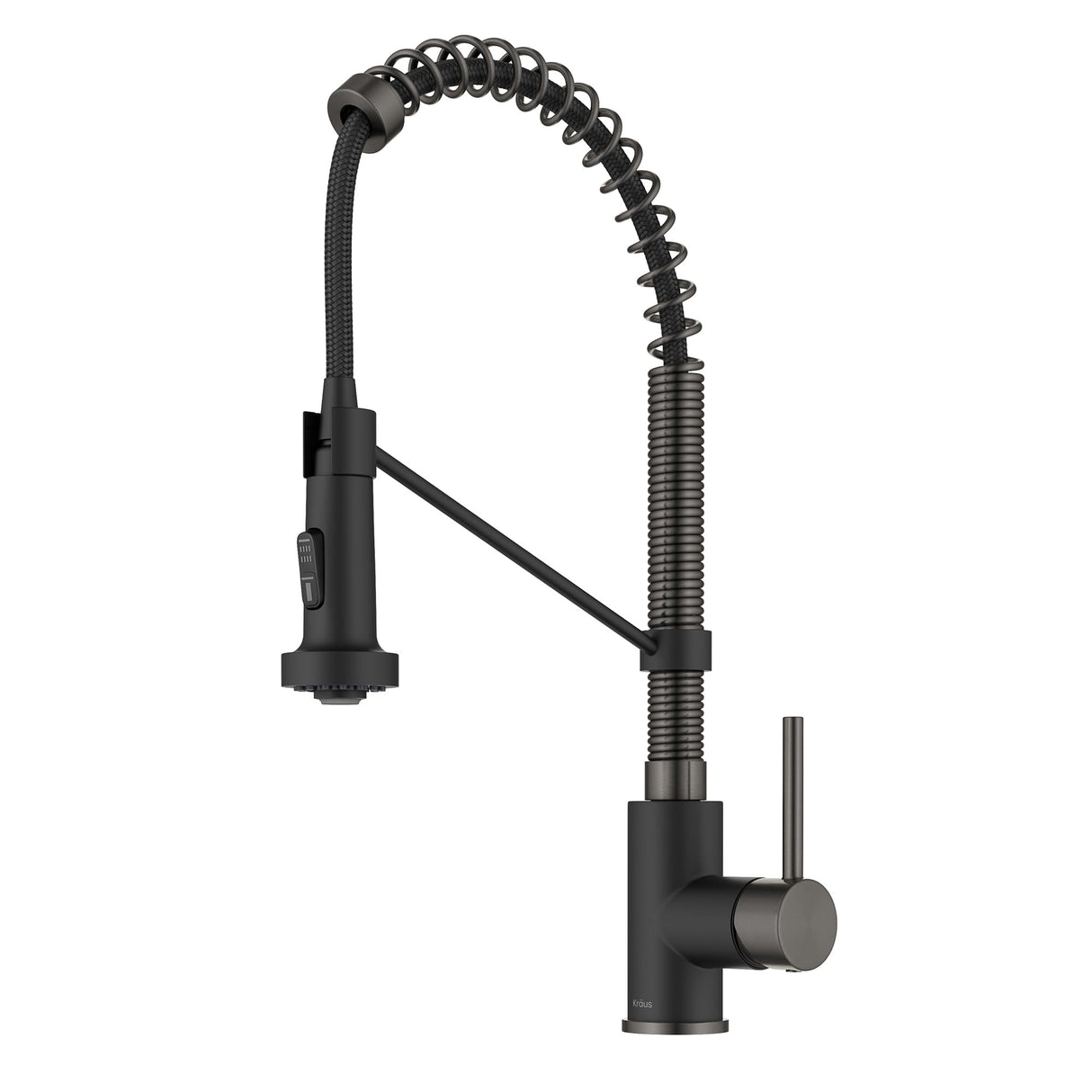 KRAUS Bolden Commercial Style 2-Function Single Handle Pull Down Kitchen Faucet in Matte Black/Black Stainless, KPF-1610MBSB (Pack of 1)