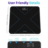 Vitafit Digital Bathroom Scale for Body Weight, Weight Scale Professional Factory Since 2001, White LED and Step-On, 3*AAA Batteries Included, 400lb/182kg, Black