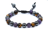 Amazing Gemstone Quit Smoking Cessation Quit Vaping Aid Bracelet - Hematite Tiger Eye Amethyst Bracelet Set for Men Women Healing Calming Anxiety Stress Relief Gifts Pulseras Para Hombres Mujer