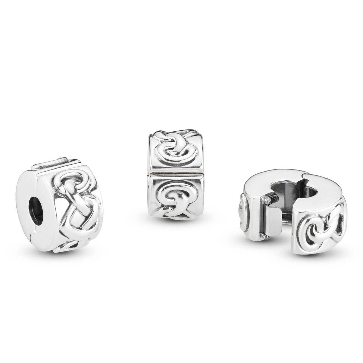 PANDORA Knotted Hearts Clip Charm - Compatible with PANDORA Moments - Gift for Her - Made with Sterling Silver - with Gift Box