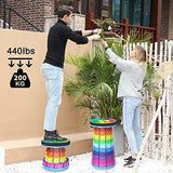 ALEVMOOM Upgraded Portable Collapsible Folding Stool with Cushion Retractable Telescoping Stool for Adults Sturdy Capacity 440lbs Camping Stool for Outdoor Hiking Garden BBQ with Bag