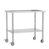 Chingoo Stainless Steel Work Table with Wheels, 24x48 Inch NSF Kitchen Prep Table with Adjustable Undershelf for Commercial Restaurant, Garage, Outdoor BBQ