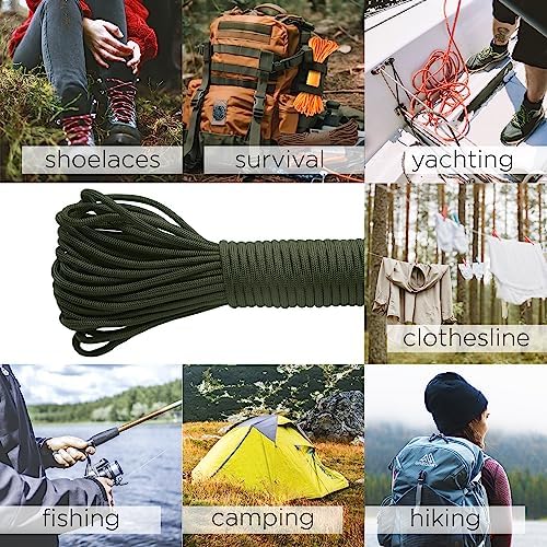 TECEUM 5/32" Paracord Rope 1000 – 1000ft / 200ft / 100ft / 50ft – Tactical Parachute Cord 4mm – 45+ Colors – Nylon String for Survival & Camping Gear – Stripe Cord for Survival – Utility Rope