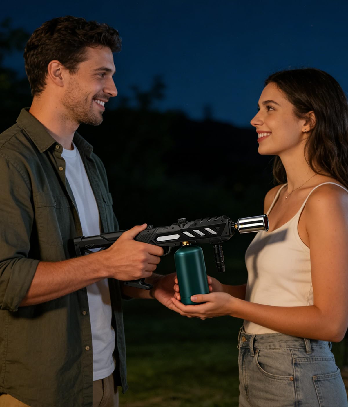 Powerful Propane Torch with Detachable Design, Kitchen Blow Torch Gun with Adjustable Flame, Torch Burner Flamethrower for BBQ, Charcoal Lighter, Campfire, Weeding (Tank Not Included)