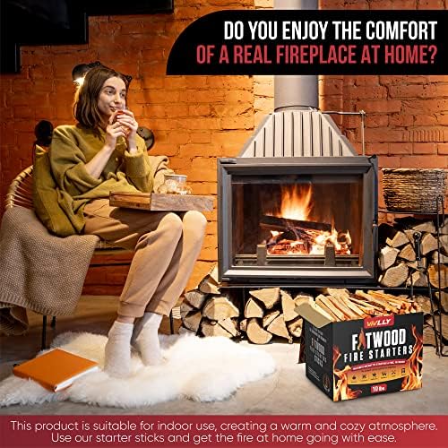 Fatwood Fire Starter Pack – Starter Wood for Fireplace – Small Wood Logs for Campfire Stove, Grilling & Cooking – Firewood Lighter Kindling Sticks – Firepit Burning (10 lb)