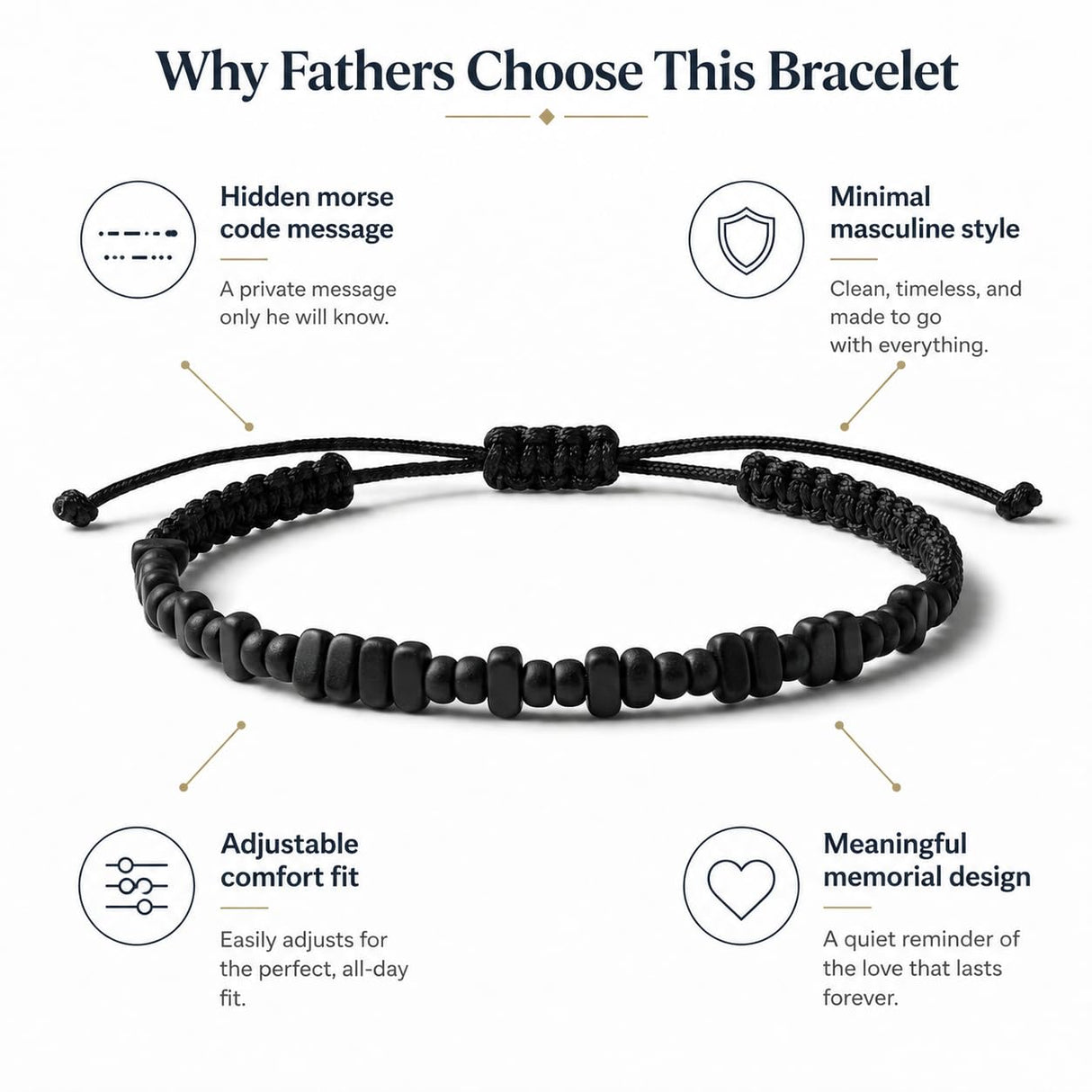Live Gems - Daddy of an Angel Bracelet for Men – Miscarriage Gift for Dad – Loss of Baby Memorial – Sympathy Gift for Grieving Father – Hidden Message Morse Code Jewelry