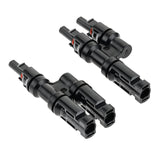 Aupoko T Branch Connectors, Solar IP67 Waterproof Adapter Cable 2 to 1 Compatible with Multi-Connector 4, Solar T Branch Connectors MMF+FFM for Solar Panel and Photovoltaic Systems