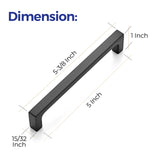 Ravinte 50 Pack Solid 5 Inch Kitchen Square Cabinet Handles Matte Black Drawer Pulls Hardware Flat Black