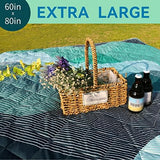 Whale Flotilla Extra Large Waterproof Picnic Blankets 60"x80", Foldable Lightweight Outdoor Blanket for Camping, Hiking, Traveling, Soft Portable Easy to Clean Picnic Mat for Beach Grass Park, Green