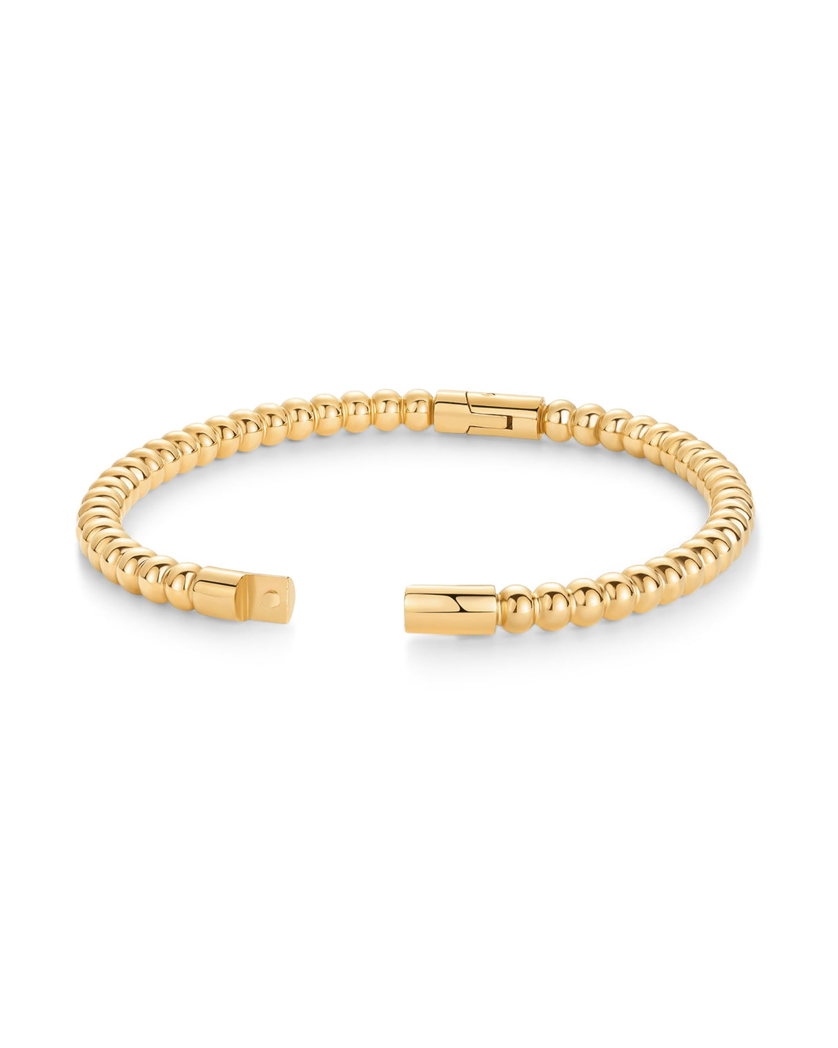 PAVOI 14K Yellow Gold Plated Ball Bangle Bracelets for Women | Waterproof Stainless Steel Beaded Hinged Bracelet | 7"
