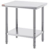 Mophorn Commercial Worktable & Workstation 24 x 30 x 32 Inch Stainless Steel Work Table Heavy Duty Commercial Food Prep Work Table for Home, Kitchen, Restaurant Metal Prep Table with Adjustable Feet