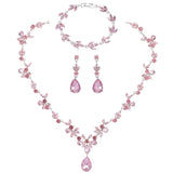 Kamirola Wedding Bridal Jewelry Set for Women, Necklace Dangle Earrings Bracelet Set for Women,Brides,Bridesmaids Crystal Jewelry Set for Wedding Prom Party Crystal Necklace Earrings Bracelet Set