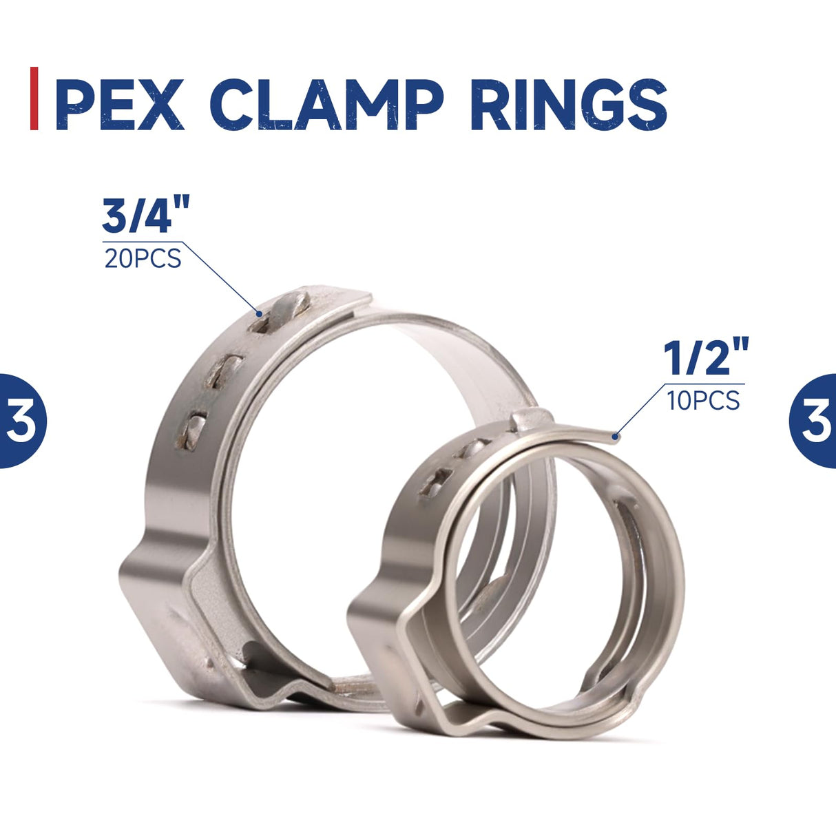 iCrimp KIT-BJ02 PEX Crimping Tool Kit with PEX Clamps, PEX Pipe Cutter, One-Handed PEX Clamp Tool for Cinching 3/8-in, 1/2-in, 3/4-in, 1-in PEX Clamp