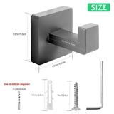 Fenas Heavy Duty Stainless Steel Towel Hooks, Wall Mounted Square Robe Hooks for Bathroom, Kitchen, Bedroom, Hotel 2 Pack Grey