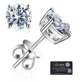 Moissanite Stud Earrings 2.0CT D Color,GRA 925 Sterling Silver Earrings for Men 18K White Gold Plating Earrings for Women,wedding earrings(1.0ct*2)