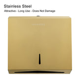 VANNSOO Commercial Paper Towel Dispenser Wall Mount, Tri-fold/Multi-fold/C-Fold Stainless Steel Paper Towel Holder Hand Towel Dispenser with Key (Gold)