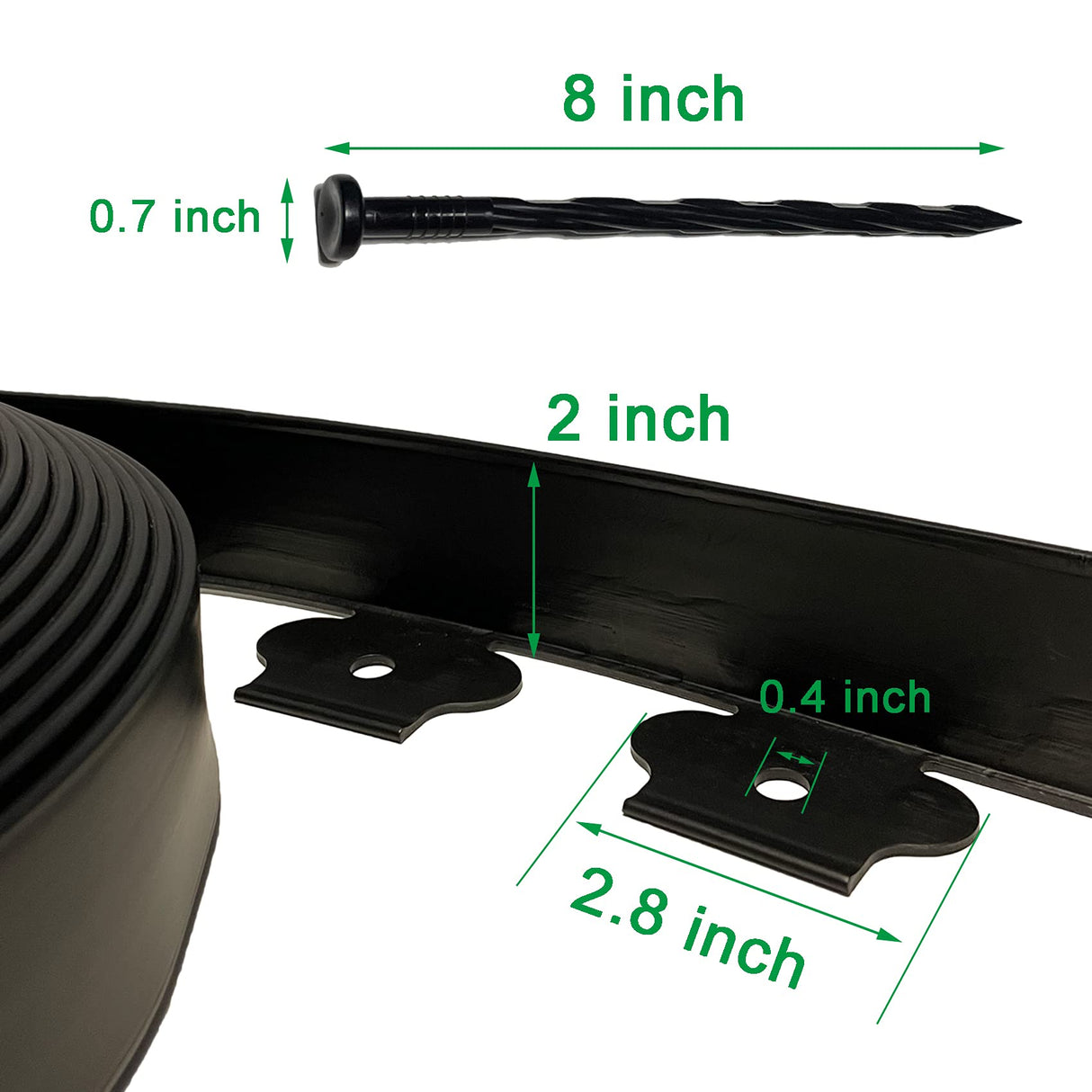 WOCHOLL 2" x 40' Plastic Landscape Edging Border Black, 40 Spikes