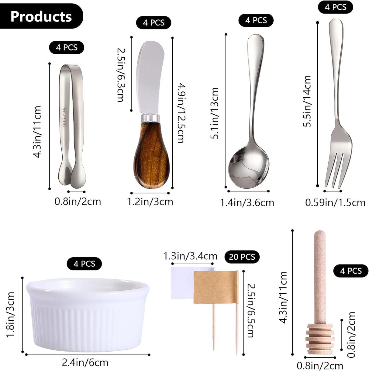 Charcuterie Accessories(25 Psc), Cheese Spreaders For Charcuterie Board, Mini Serving Spoons, Blank Toothpick Flags, Bowl For Christmas Pastry Making, forks And Mini Serving Tongs