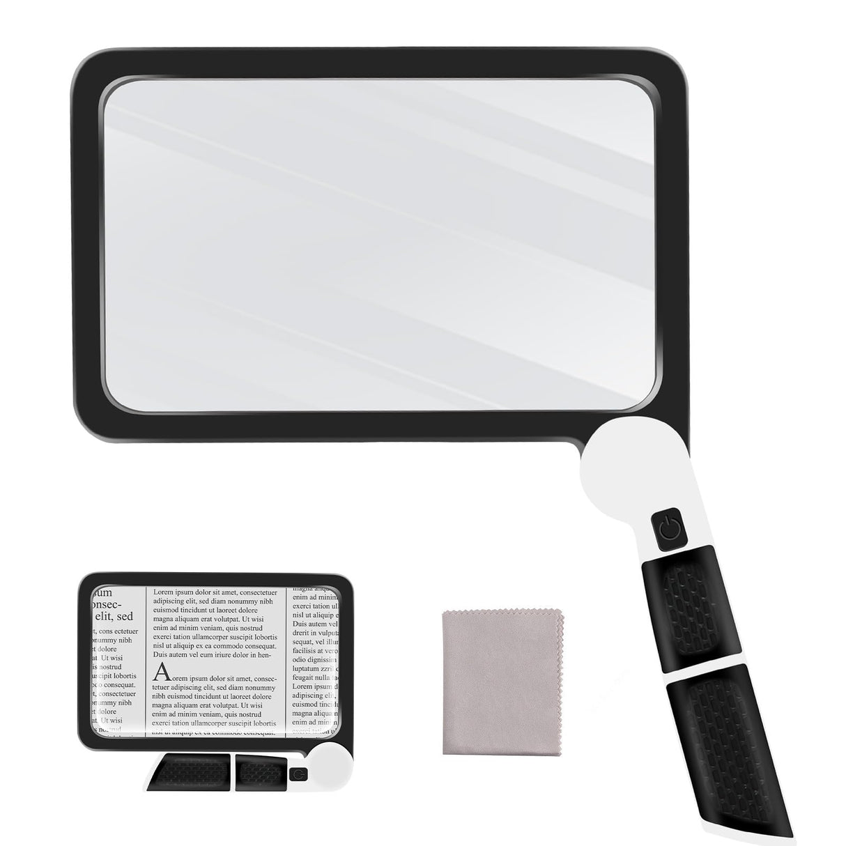 5X Magnifying Glass with Light, Lightweight Full Page Magnifier for Reading, Large Lighted Magnifier with 48 LED Light and Anti-Glare Lens, Ideal Gift for Seniors, Macular Degeneration, Low Visions