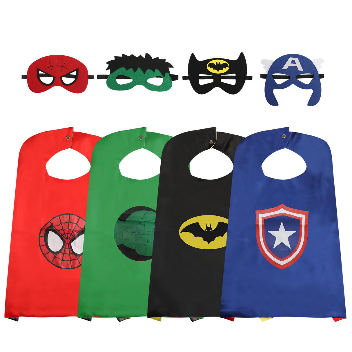 AnRuk Superhero Capes Set for Kids, Hero Caps and Masks for 3-12 Year Old Boys and Girls, Cartoon Dress Up for Holiday Halloween, Costumes Party Supplies Christmas and Brithday Gifts.