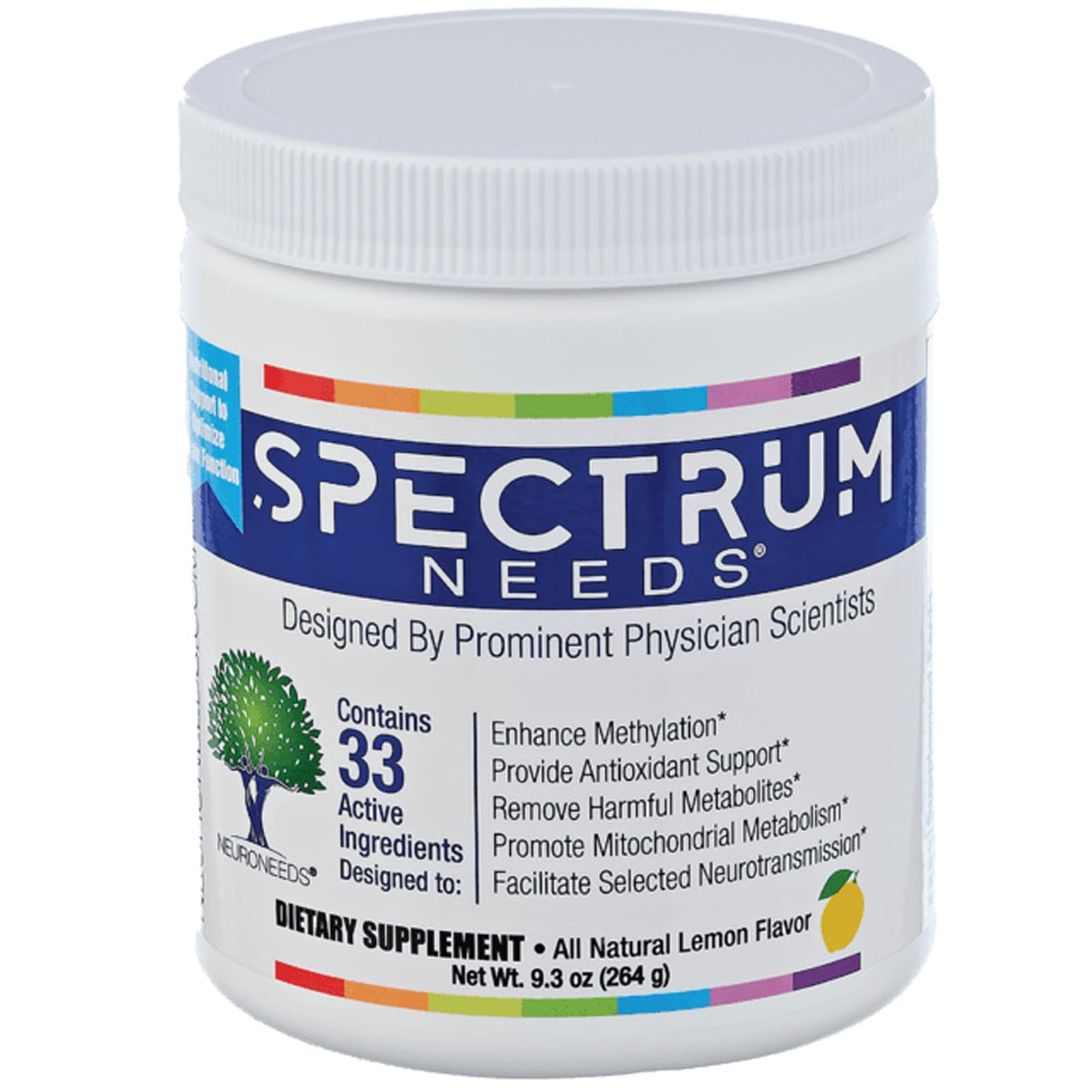 SpectrumNeeds® by NeuroNeeds – Comprehensive Nutritional Supplement with 33 Active Ingredients – Lemon Flavor