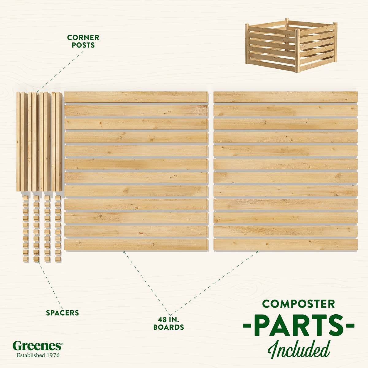 Greenes Fence Premium Cedar Wood Composter, 36" L x 36" W x 31" H (3/4" Thick) / 173.92 gallons - Made in USA with North American Cedar