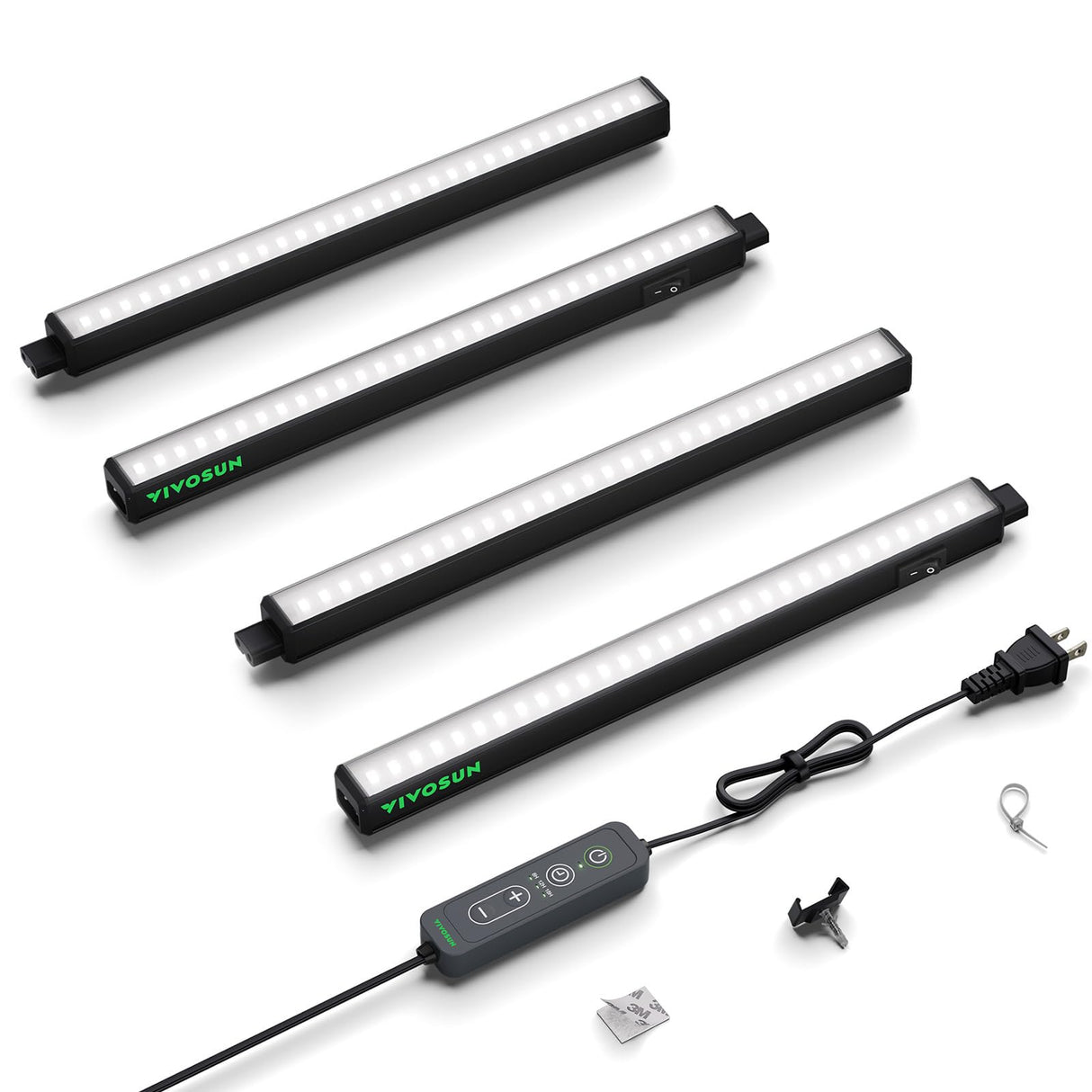 VIVOSUN T5 Grow Lights for Indoor Plants, 5000K Full Spectrum 28W (4 x 7W), 1FT LED Plant Light Strip with Timer & Dimming Controller for Seed Starting, Greenhouse, SGS Compatible, Linkable, 4-Pack