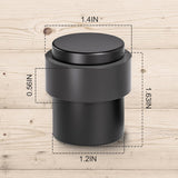 SANATO Black Cylindrical Floor Mounted Stainless Steel 304 Door Stop Door Stopper with Black Rubber, 4 Pack