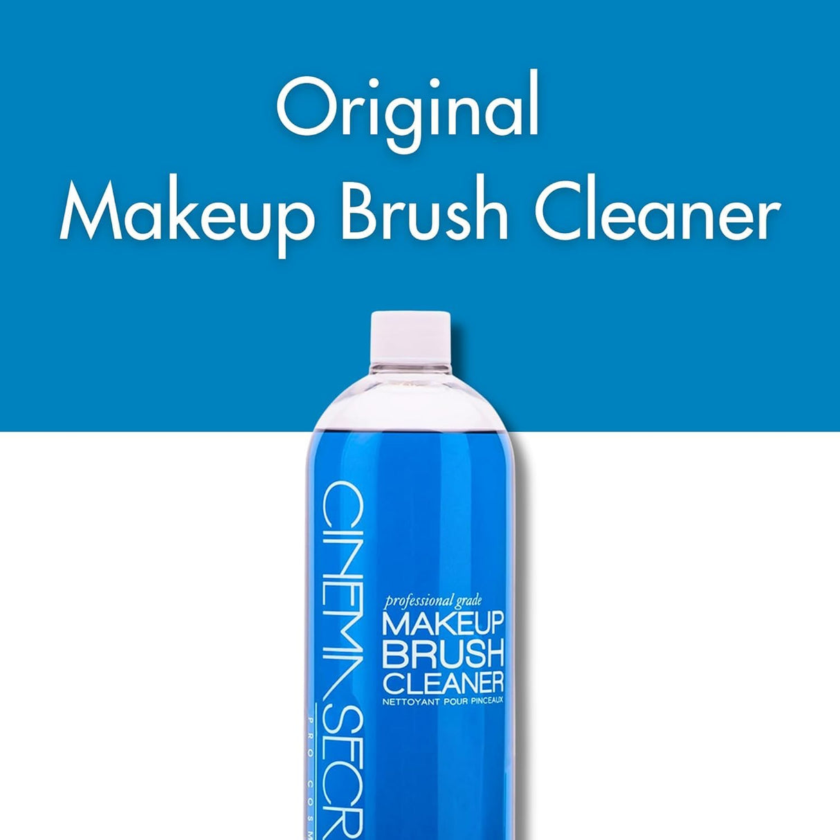 Cinema Secrets Original Blue Vanilla Makeup Brush Cleaner Solution & Spray Combo - Professional Cleanser for Makeup Brushes - Quick-Drying & Rinse-Free - Removes Built-Up Make Up (16 fl oz & 2 fl oz)