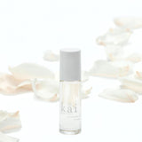 kai perfume oil. rose absolute, gardenia wrapped in white exotic flowers, layered with rose absolute. eau de perfume roll-on oil, 1/8 fl oz., vegan, cruelty free, made in the usa