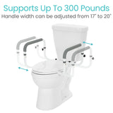 Vive Toilet Safety Rail - Adjustable Grab Bar - Compact Support Frame with Handrail for Bathroom Toilet Seat - Easy Installation for Handicap Senior Bariatrics, Elderly Balance - Padded Hand Armrest