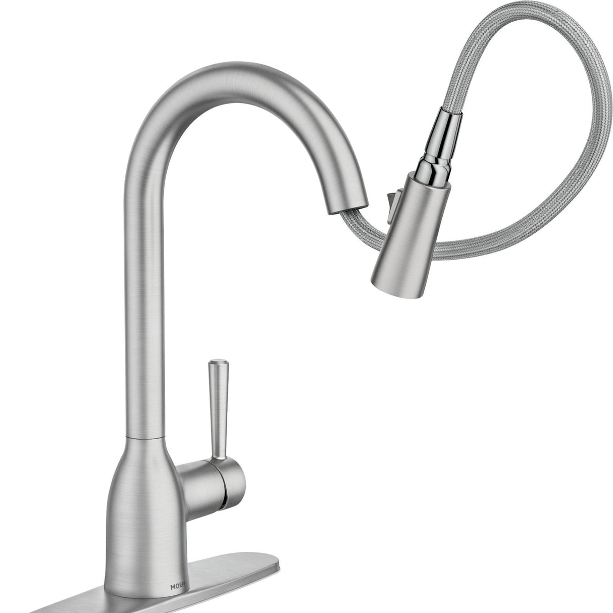 Moen Adler Spot Resist Stainless One-Handle High Arc Pulldown Kitchen Faucet with Power Clean, 87233SRS
