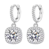 GIRIOIZ High-Carbon Diamond Hoop Earrings for Women Sterling Silver Cuff Earrings Drop Huggie Stud Halo Earrings with 18K (White2)