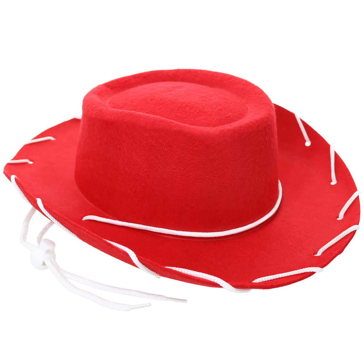 GiftExpress Child Red Felt Cowboy Hat with Chin Strap - Cowgirl Costume Accessory for USA Western Rodeo Theme Party & Pretend Play - Young Boy & Girls, Kid Size