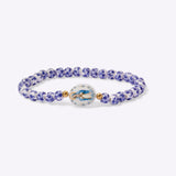 Holy Water Miraculous Mary Medal Porcelain Bracelet for Women in Gold