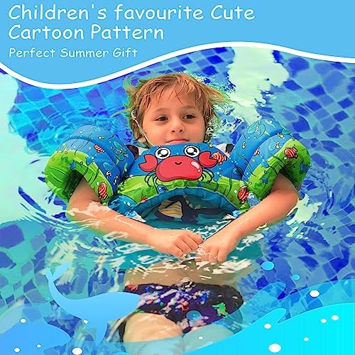 Chriffer Kids Swim Vest Life Jacket for 22-66 Pounds Boys and Girls, Toddler Floaties with Shoulder Harness Arm Wings for 2,3,4,5,6,7 Years Old Baby