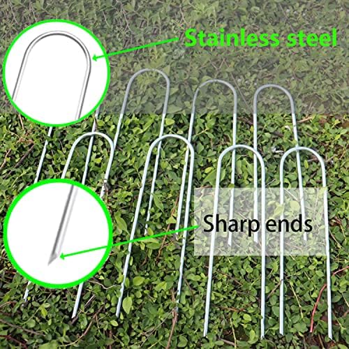 Heavy Duty Trampoline Stakes Anchors High Wind Stakes U- Shaped Sharp Ends Ground Anchor Galvanized Steel 11.8inch Safety Stakes for Soccer, Tents and Garden Decorations